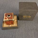 Vintage table lighter "Cube" Royal Bob – Wood Burl & Gold Finish