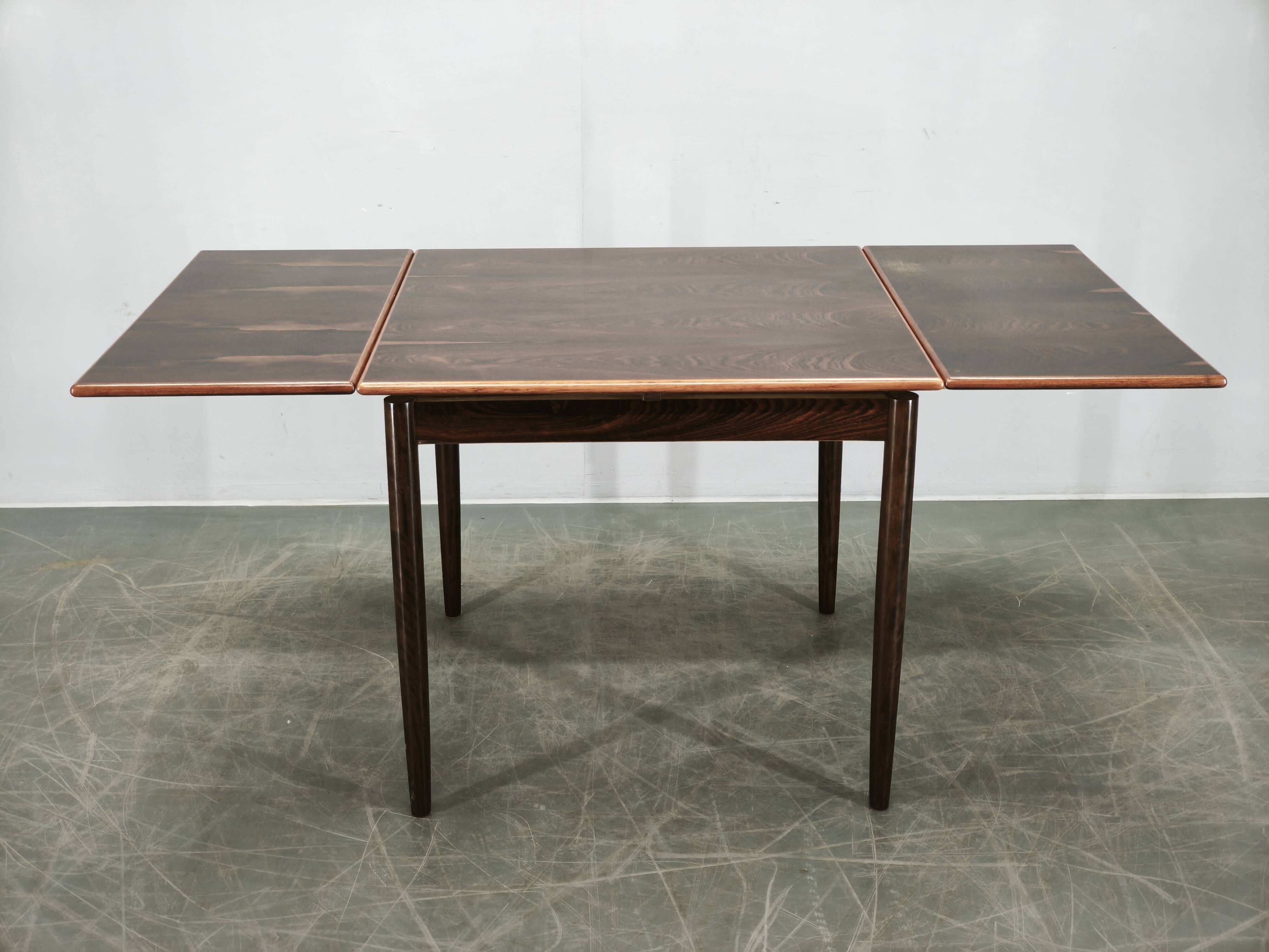 Danish Rosewood Extendable Dining Table, Mid-Century Modern, 1960s