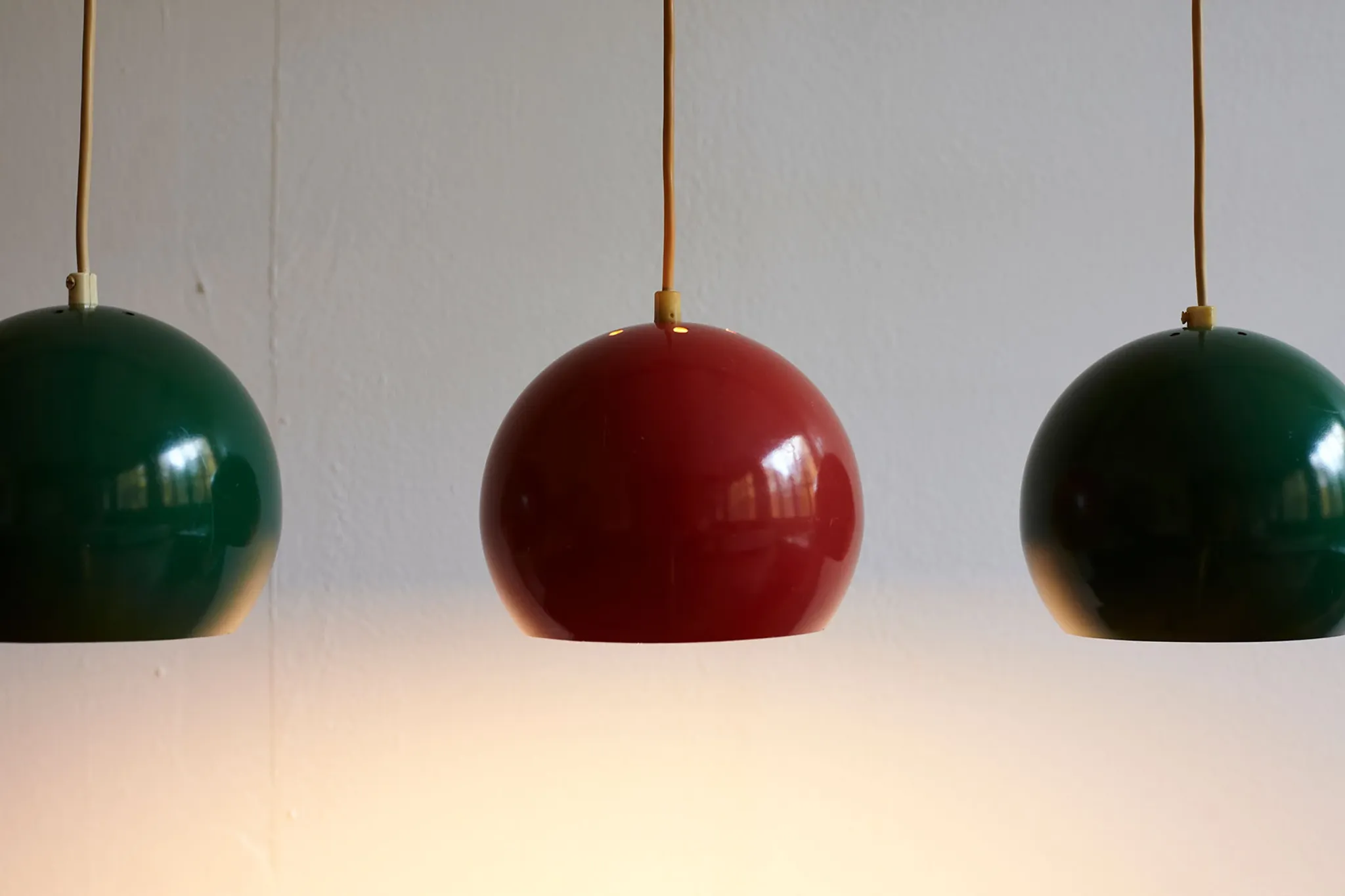 Set of Three Vintage Pendant Lights, Denmark 1970s