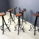 Vintage brutalist wrought iron bar stools, 1970s - set of 6
