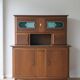 Vintage 1950s Mado sideboard - two sections - patinated wood & art deco glass