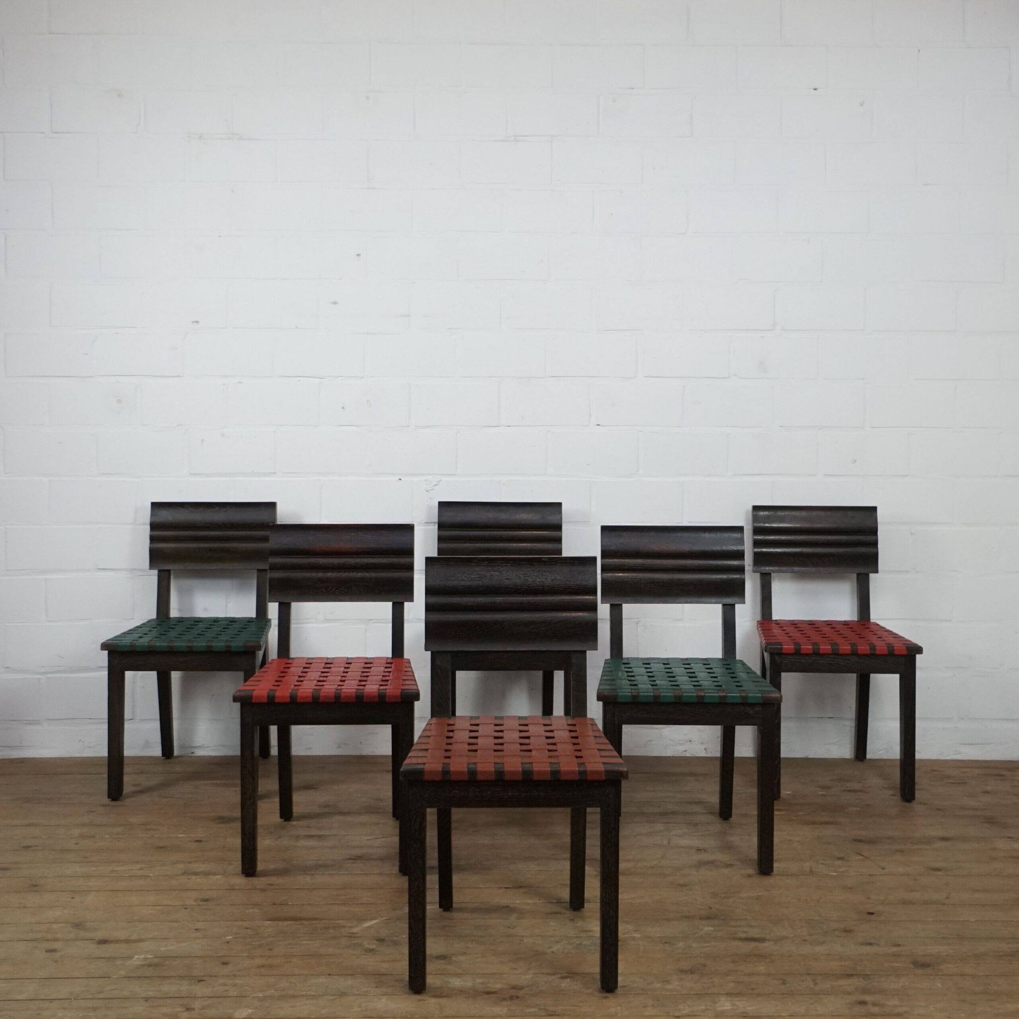 Set of 6 French 1940 dining chairs in oak