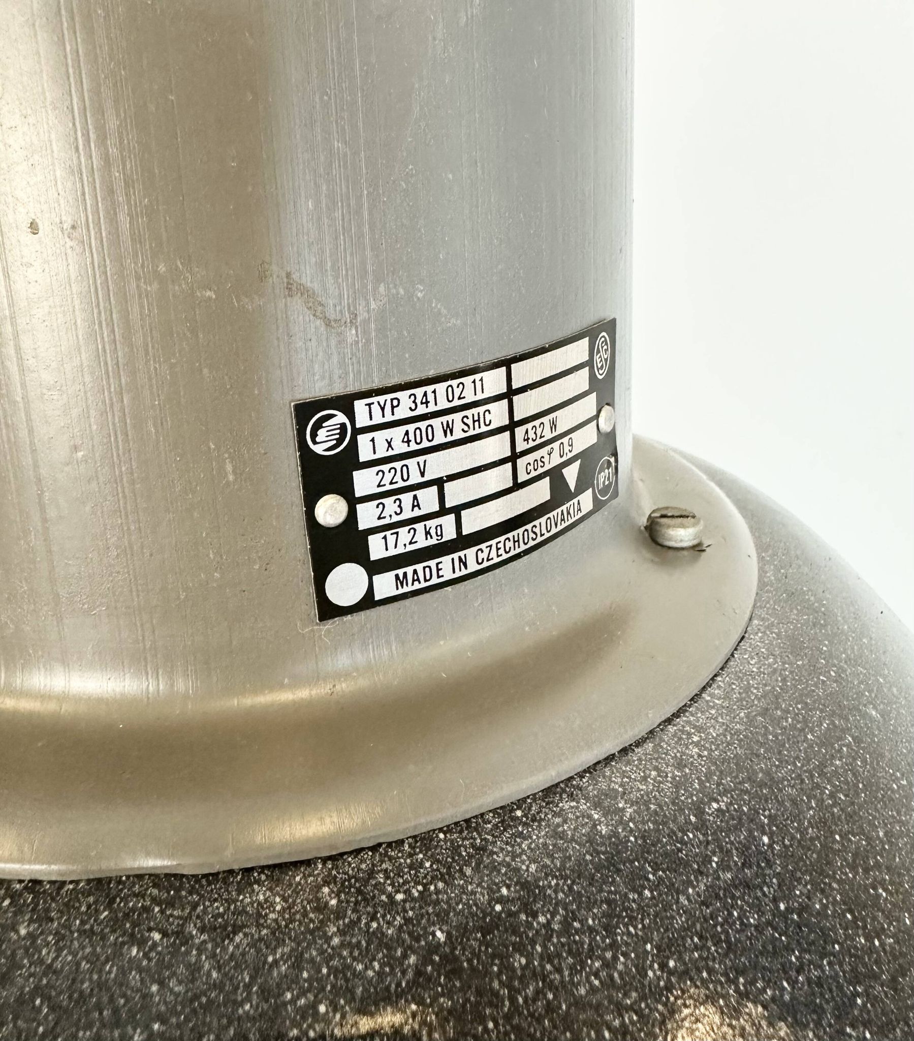 Large Dark Grey Enamel Industrial Factory Lamp from Elektrosvit, 1960s