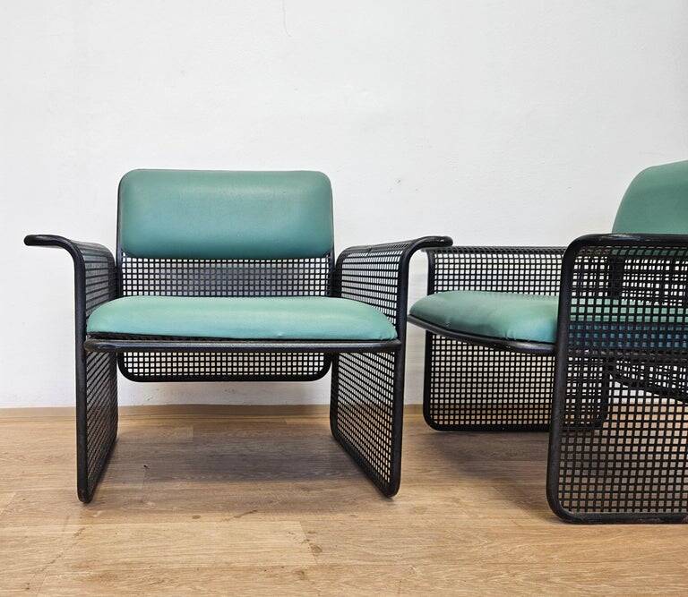 Set of Two Rare Metal Armchairs Talin Vicenza, Italy, 1970s