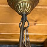 3-light brass pendant light with glass and pendants