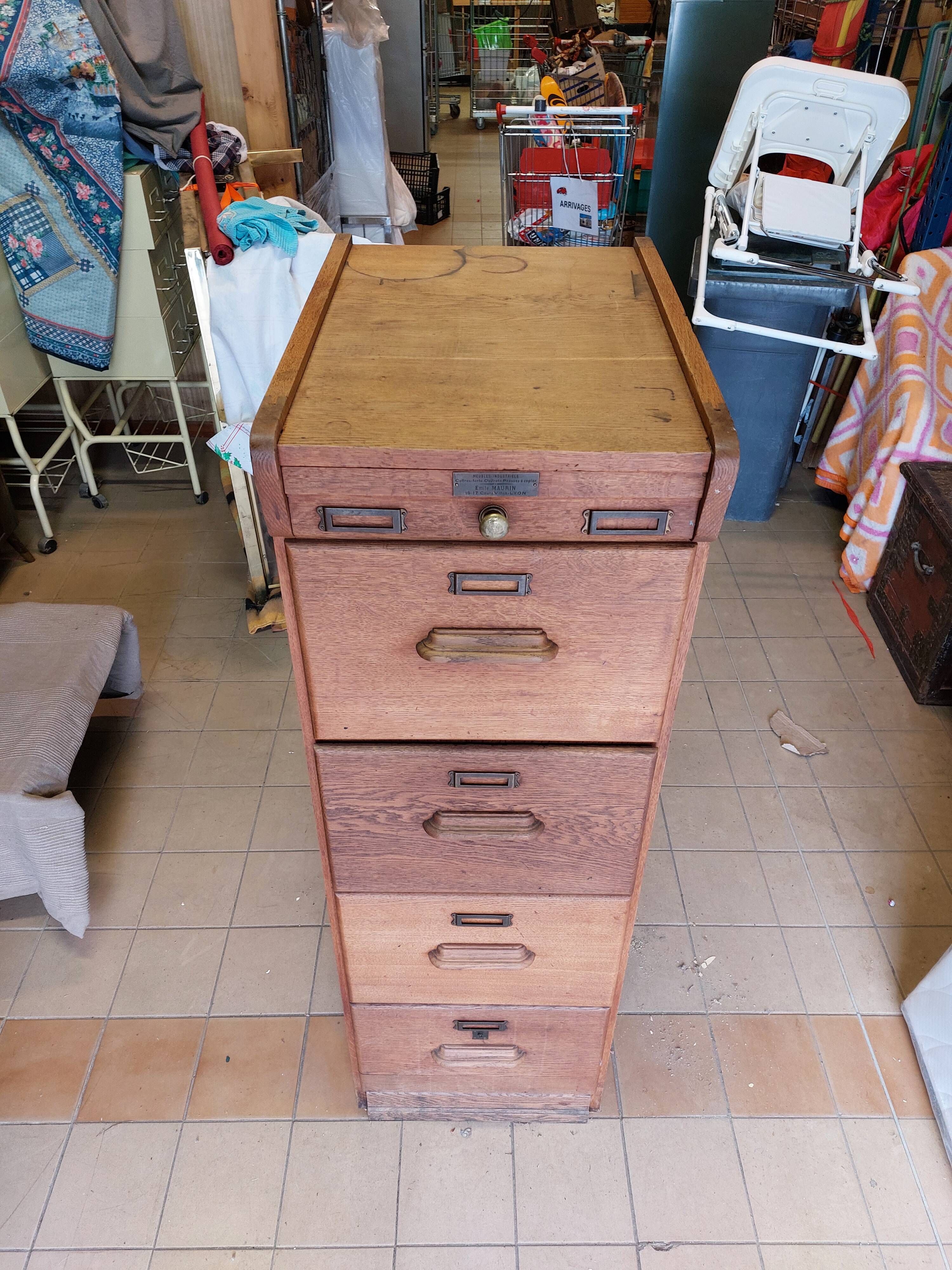 Antique trade furniture - oak filing cabinet - 1930s/40s