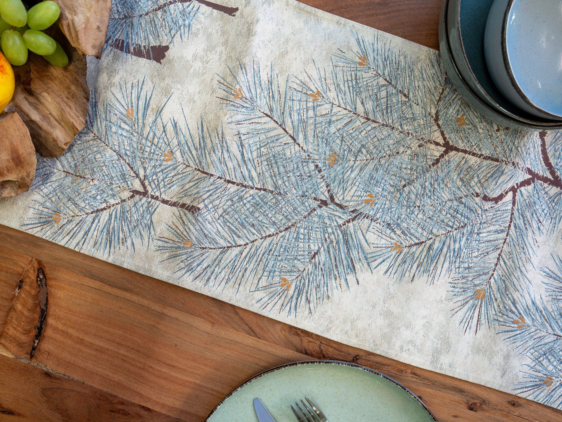 The Silver Alpine — Cream and Silver Matsu Pine Table Runner