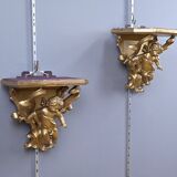 Pair of gilt wood wall consoles – late 19th century