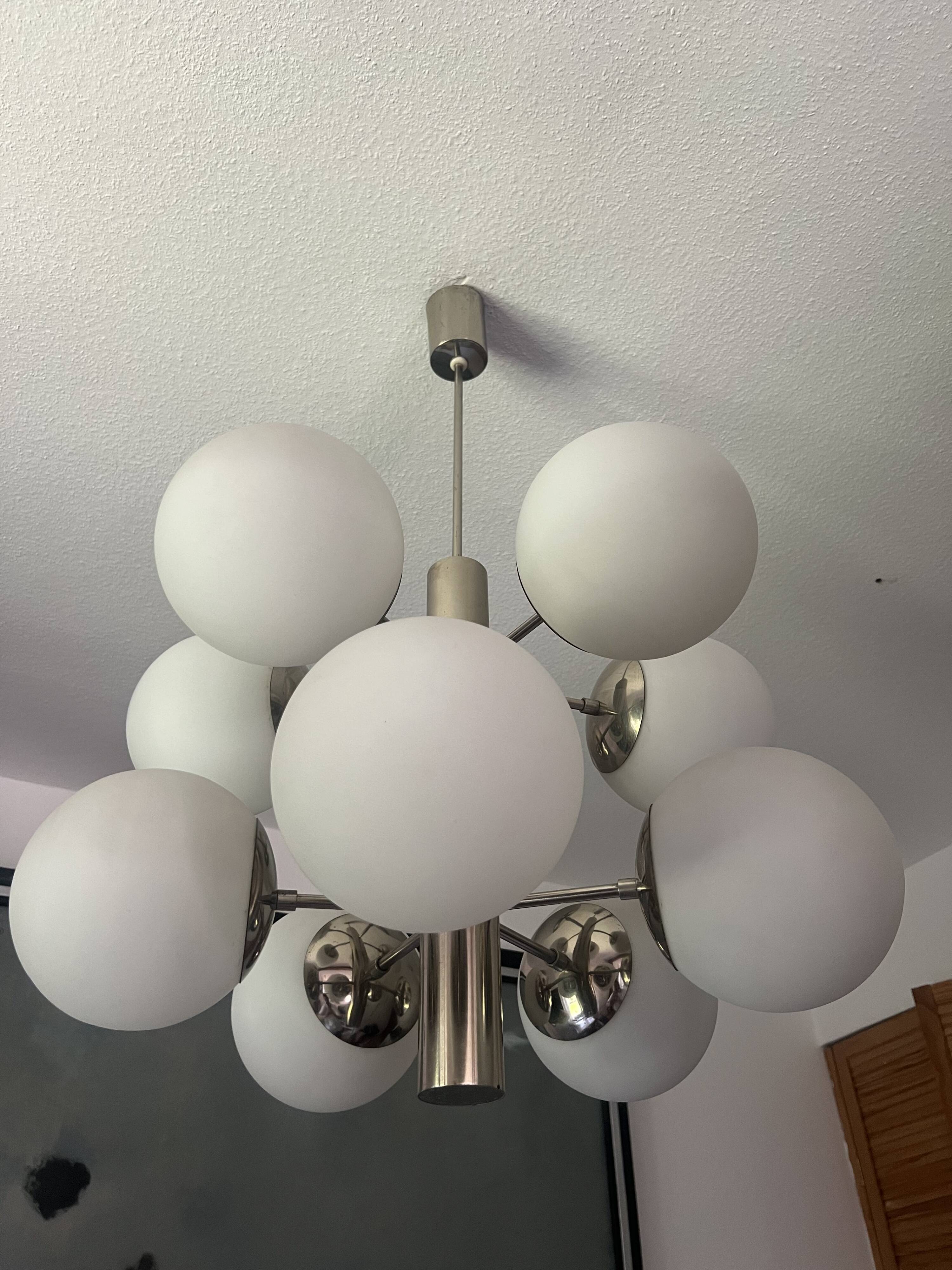 Sputnik Chandelier with 10 Globes, 1970s