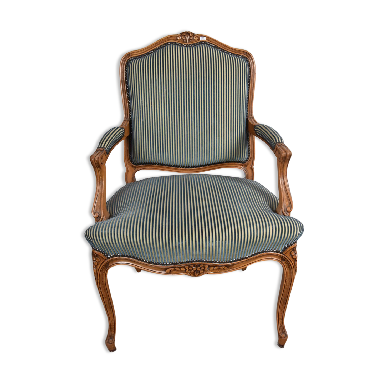 Louis XV style armchair striped velvet