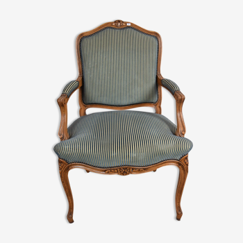 Fauteuil de style Louis XV velours rayé