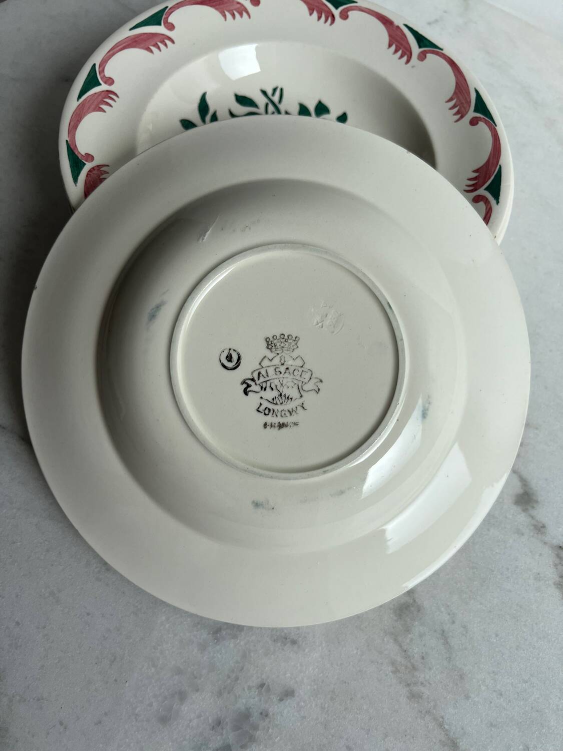 Set of 6 old soup plates from the French manufacturer LONGWY, Alsace model