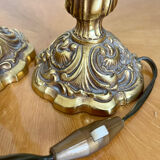 Pair of Louis XV rocaille bronze lamps