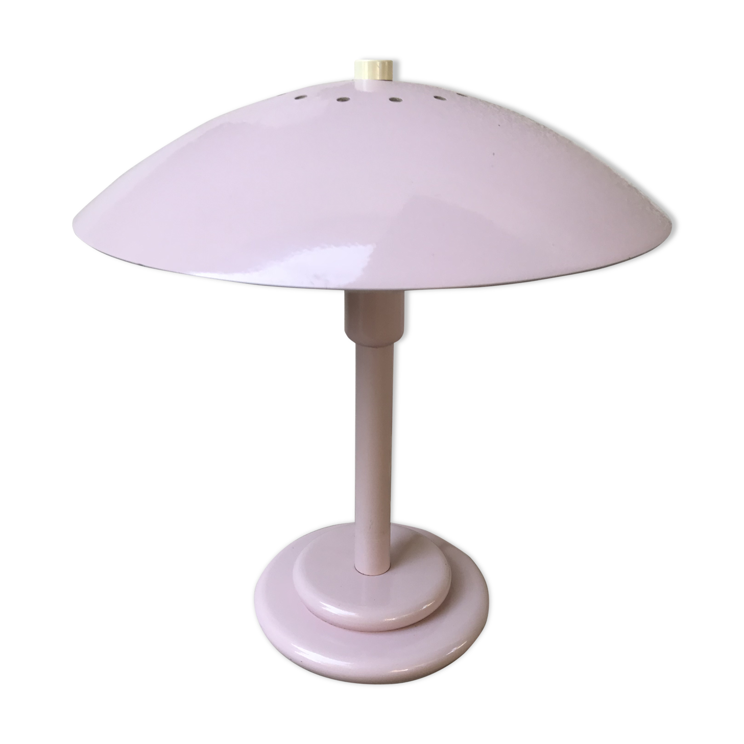 Lamp mushroom aluminor metal rose france 70s vintage
