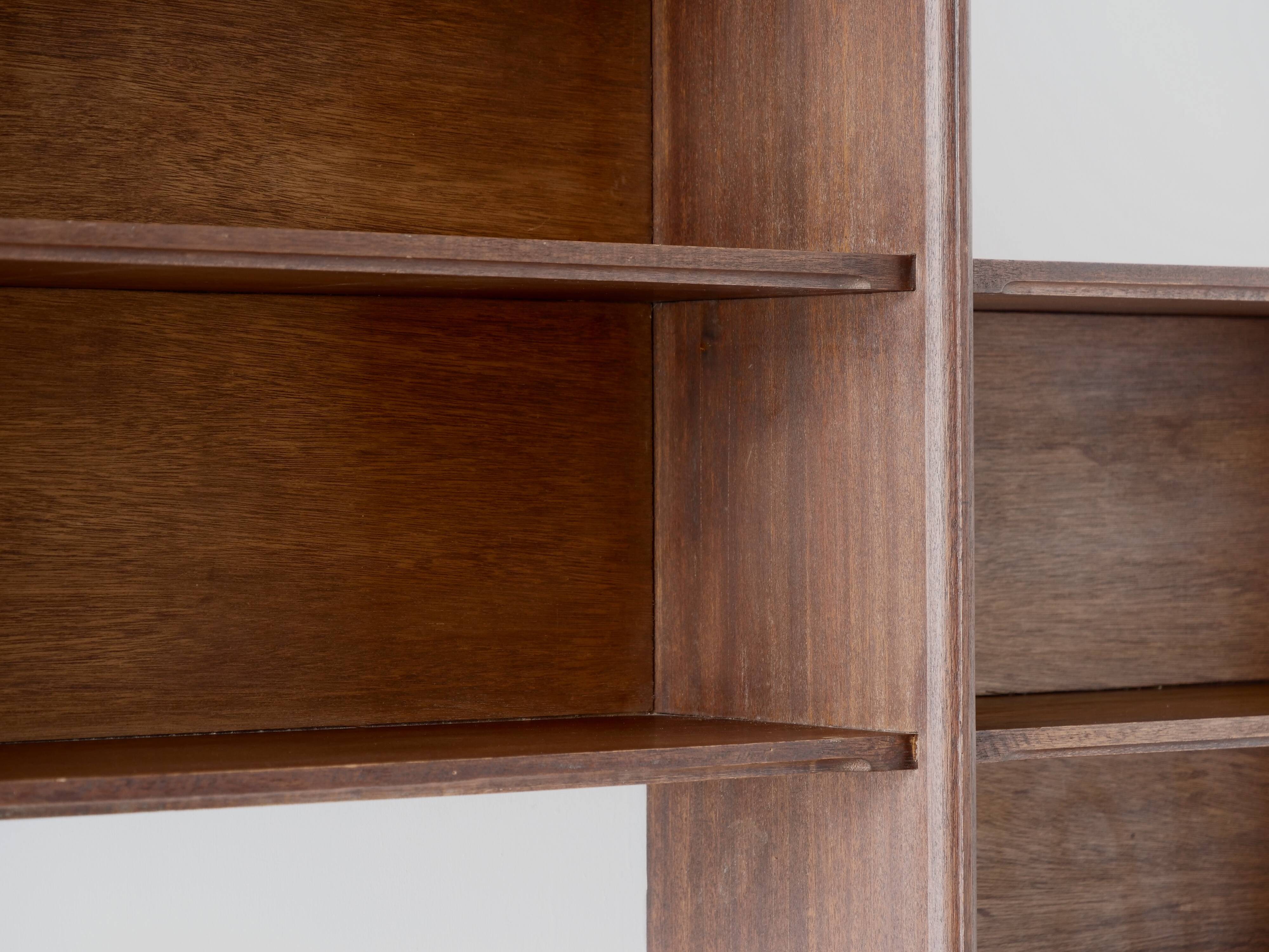 Art deco wall shelf in solid wood