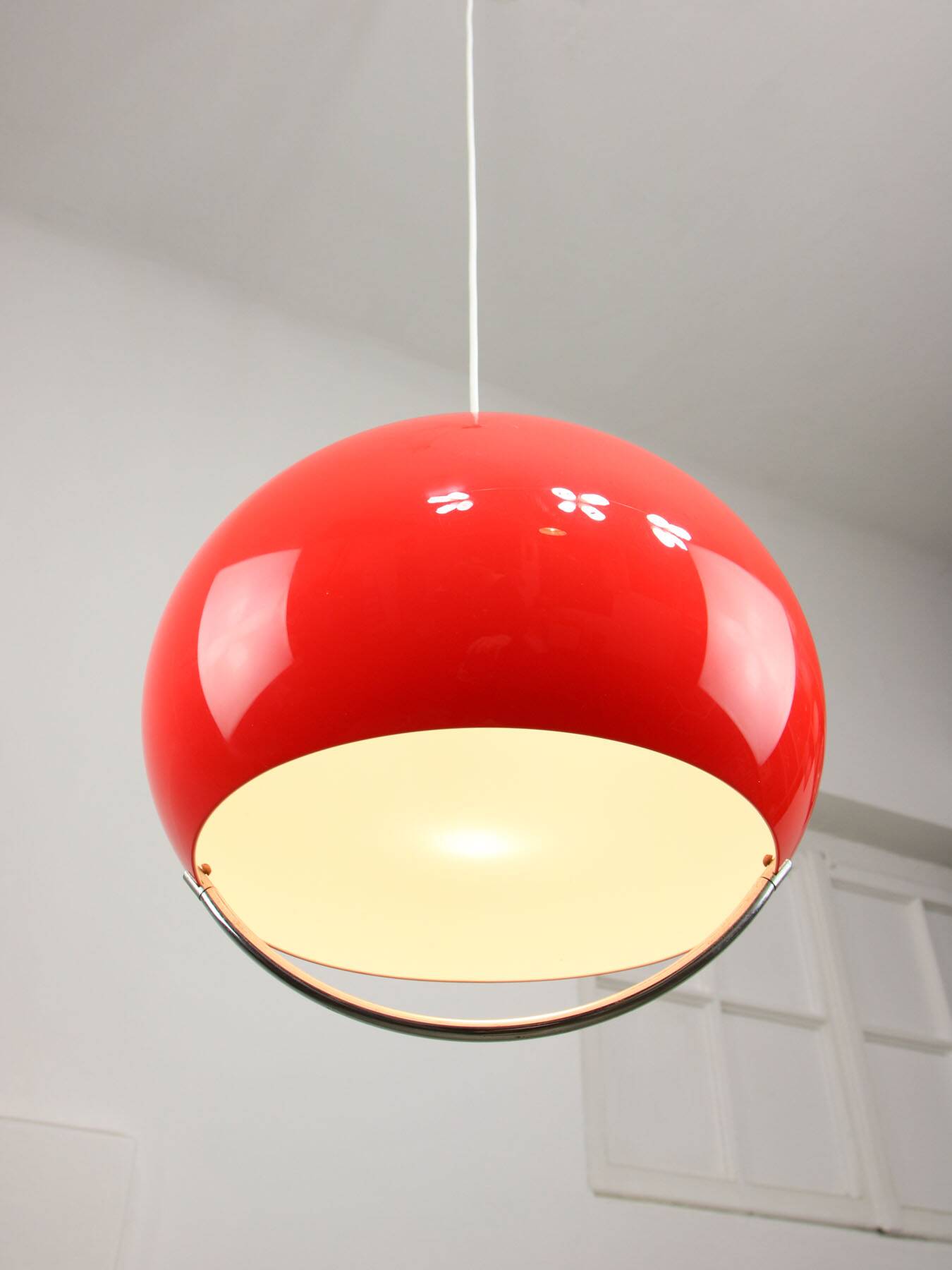 Space Age Italian Red Jolly Pendant Lamp from Guzzini