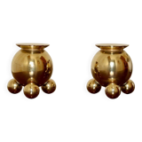 Pair of Mid-Century Swedish Brass Candle Holders by Gusum