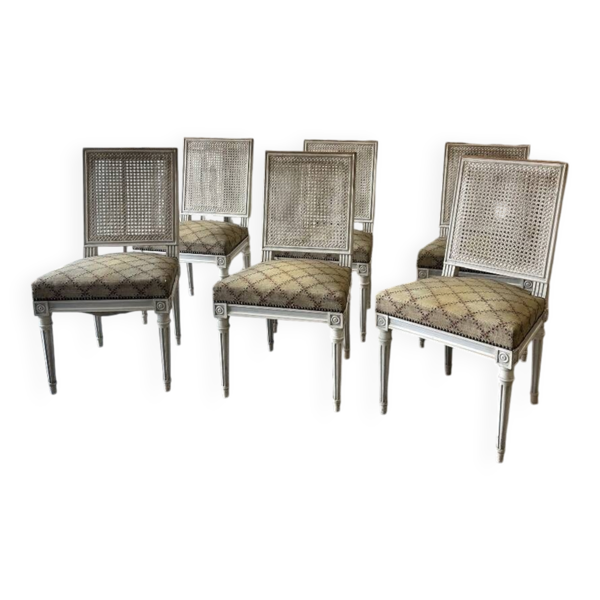 Set of 6 lacquered Louis XVI chairs circa 1950