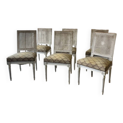 Série de 6 chaises Louis XVI laquée circa 1950