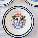 Set of 3 SPRING model dessert plates. Choisy Le Roi earthenware