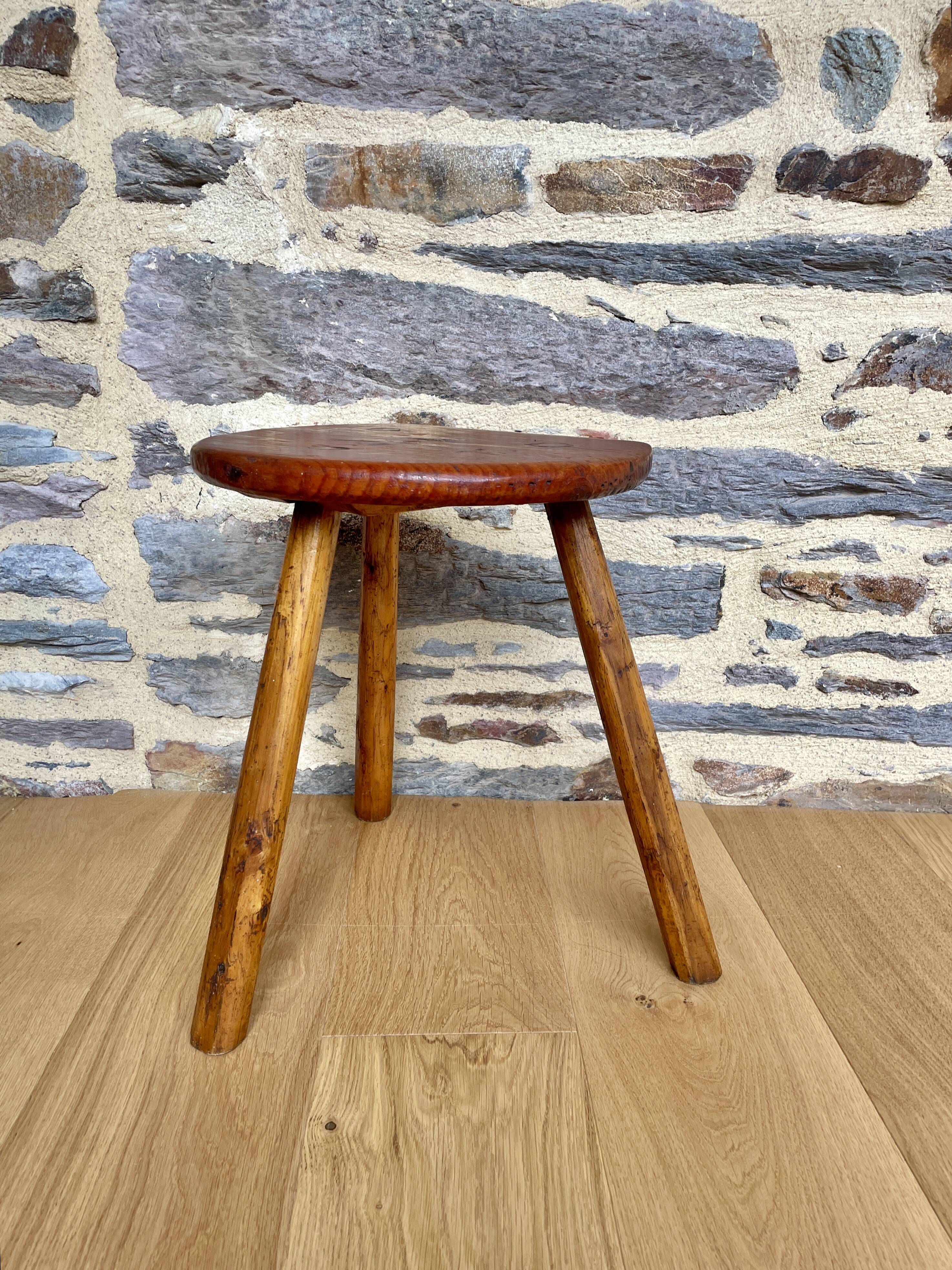 Old wooden farm stool