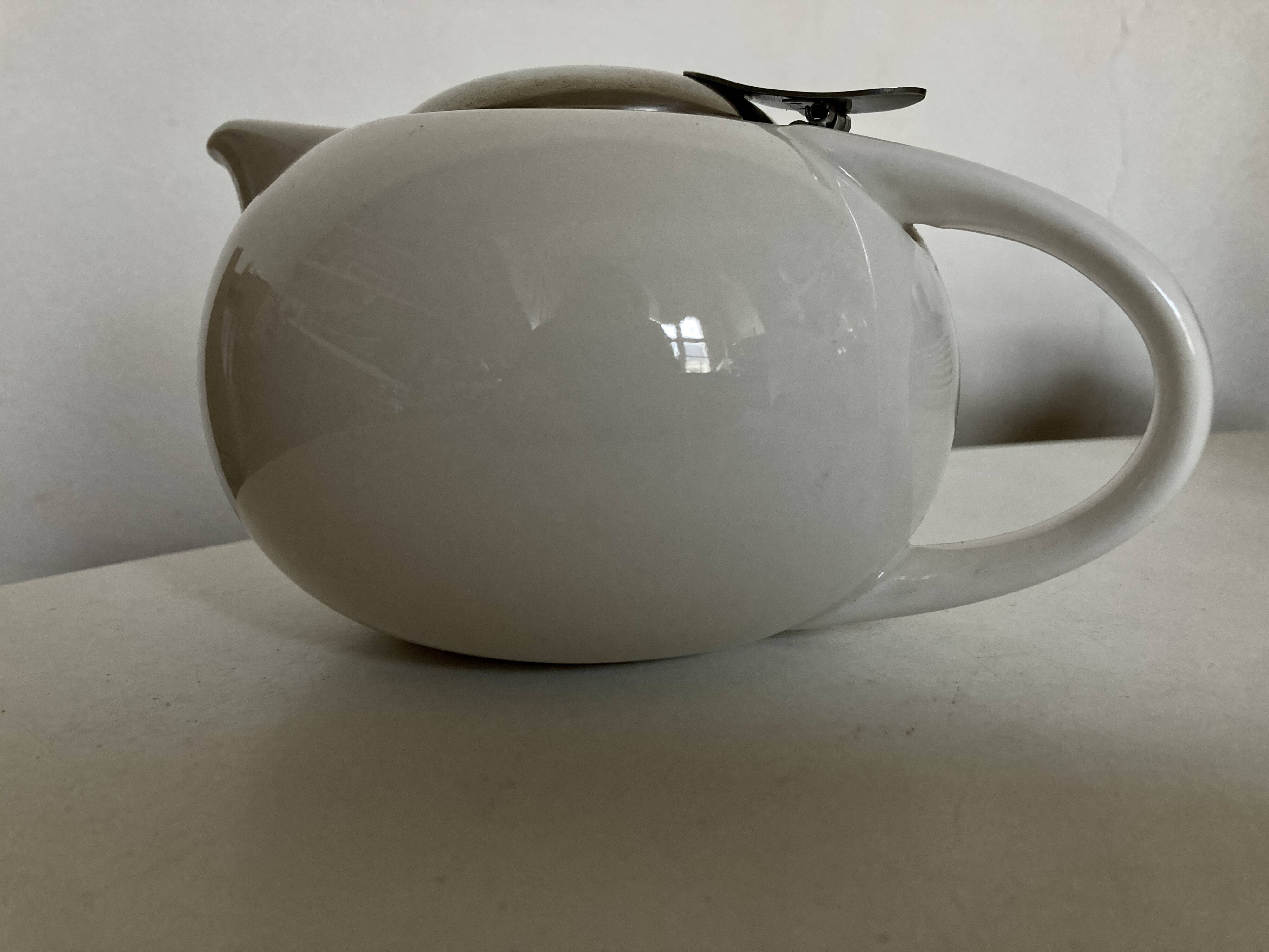Space Age Porcelain and Steel Teapot