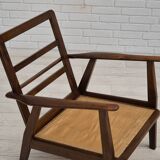 1960s, Danish armchair, refurbished, quality white/grey furniture fabric.