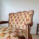 Antique cabriolet armchair in floral velvet – Louis XV style / Retro chic