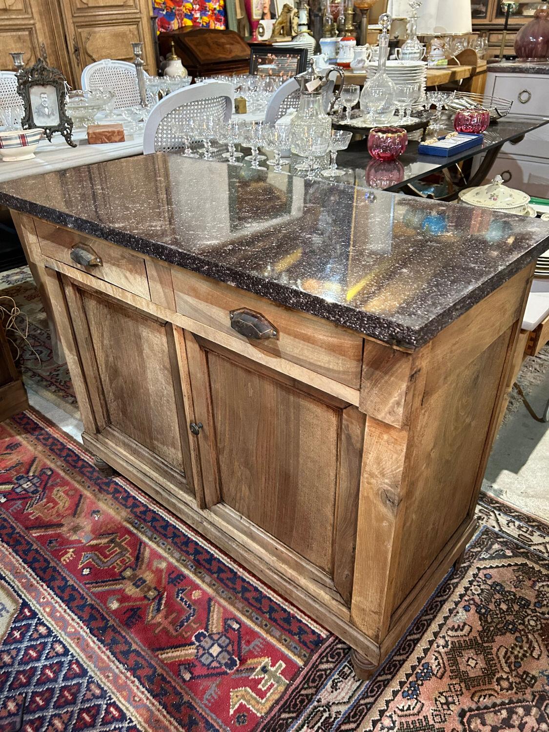 Parisian sideboard in walnut marble top