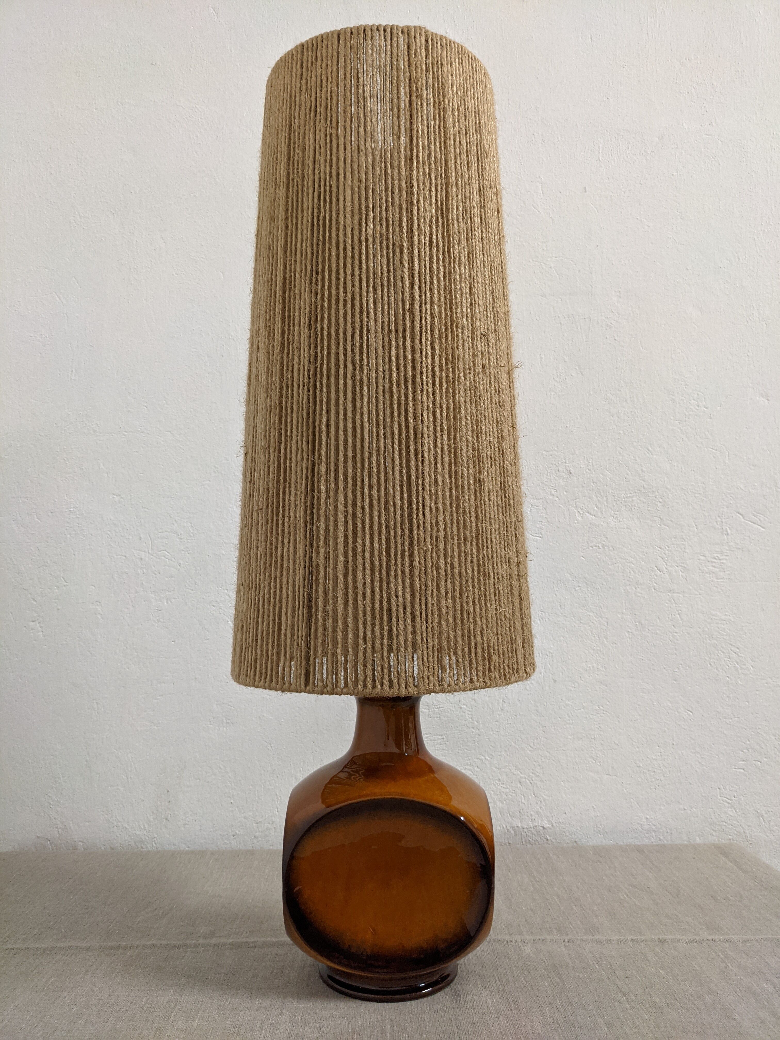 Vintage ceramic lamp and jute rope