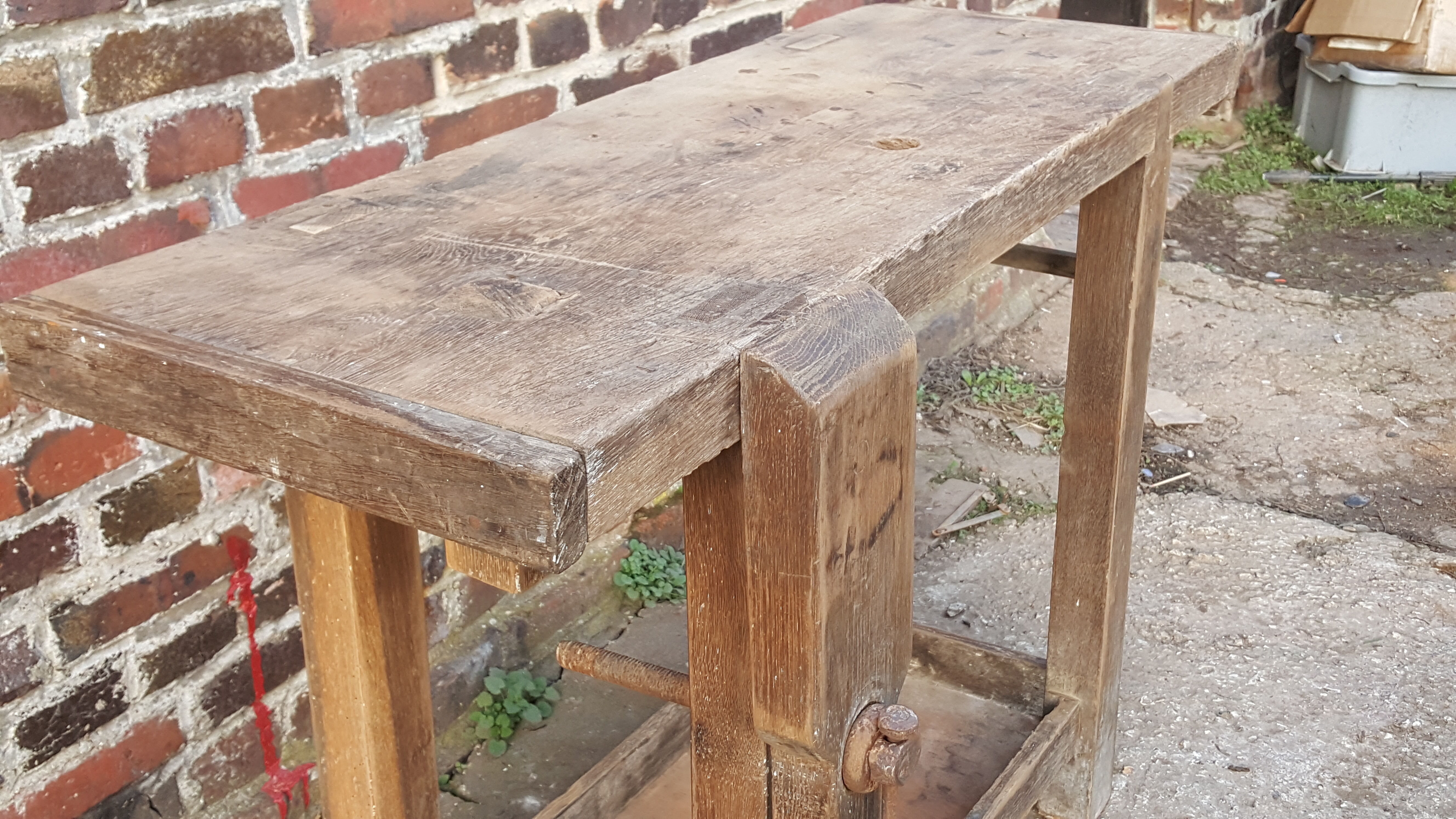 Small built old wooden 1950 IDEAL entrance console