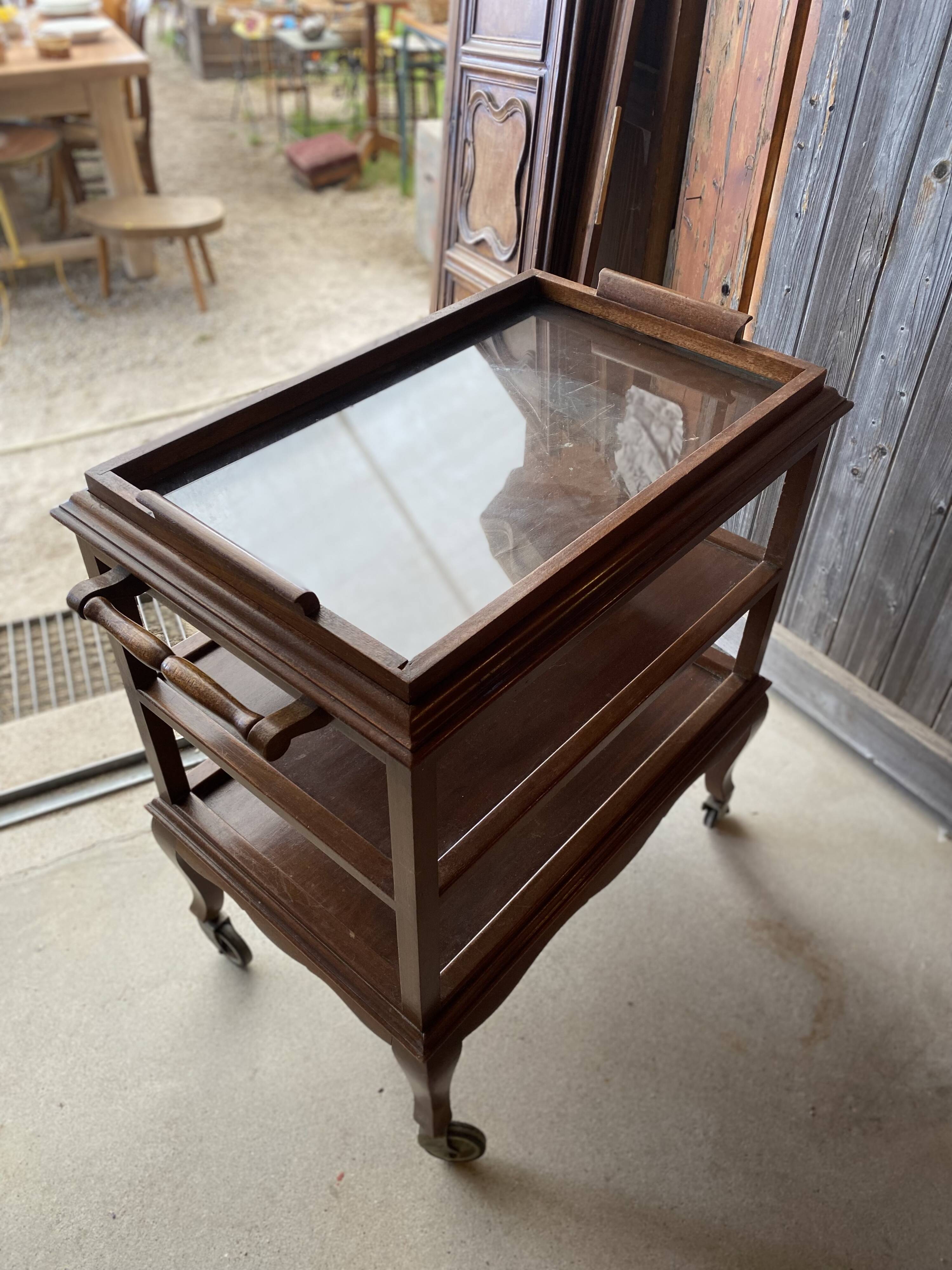 Mahogany serving trolley