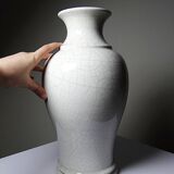 Large baluster vase in cracked white faience, Chinese style, 20th century.
