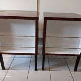 Pair of bedside tablesn end of vintage formica sofa