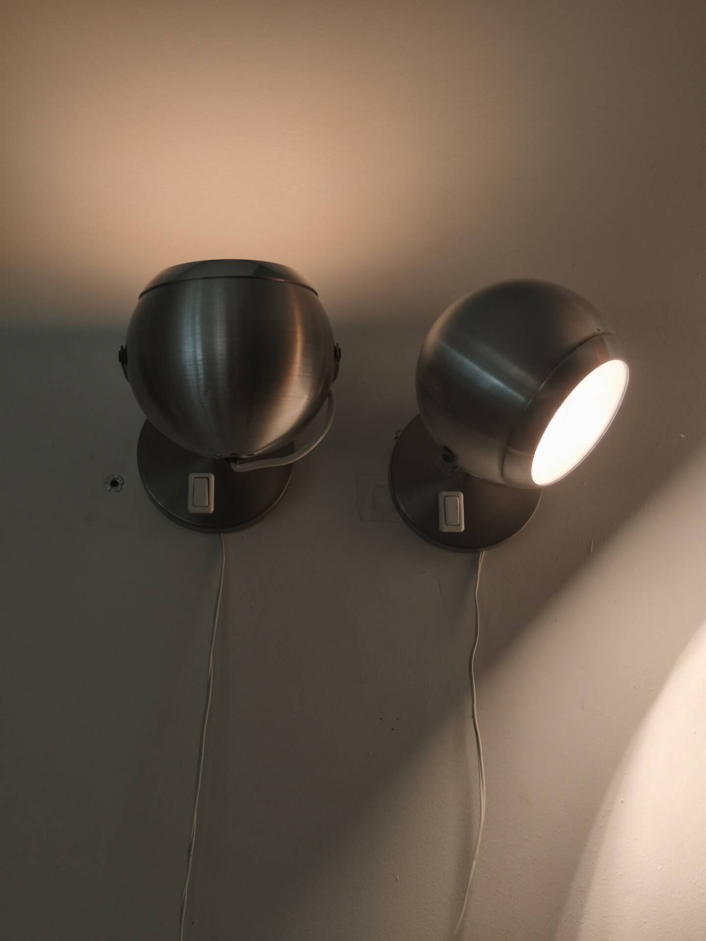 Pair of eyeball wall lamps by Aluminor 1970s