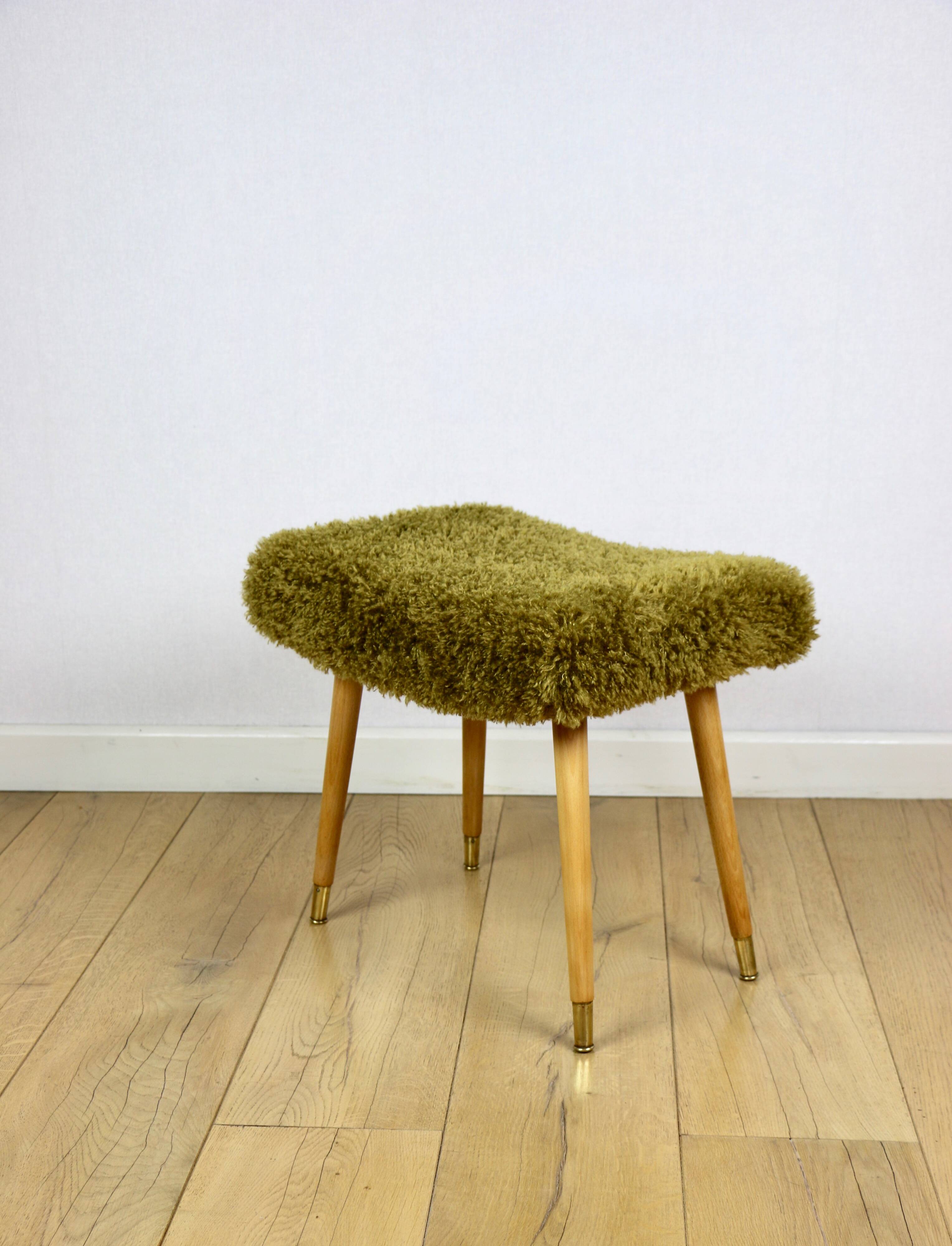 Edmund Homa stool high seat khaki / olive - golded beech legs