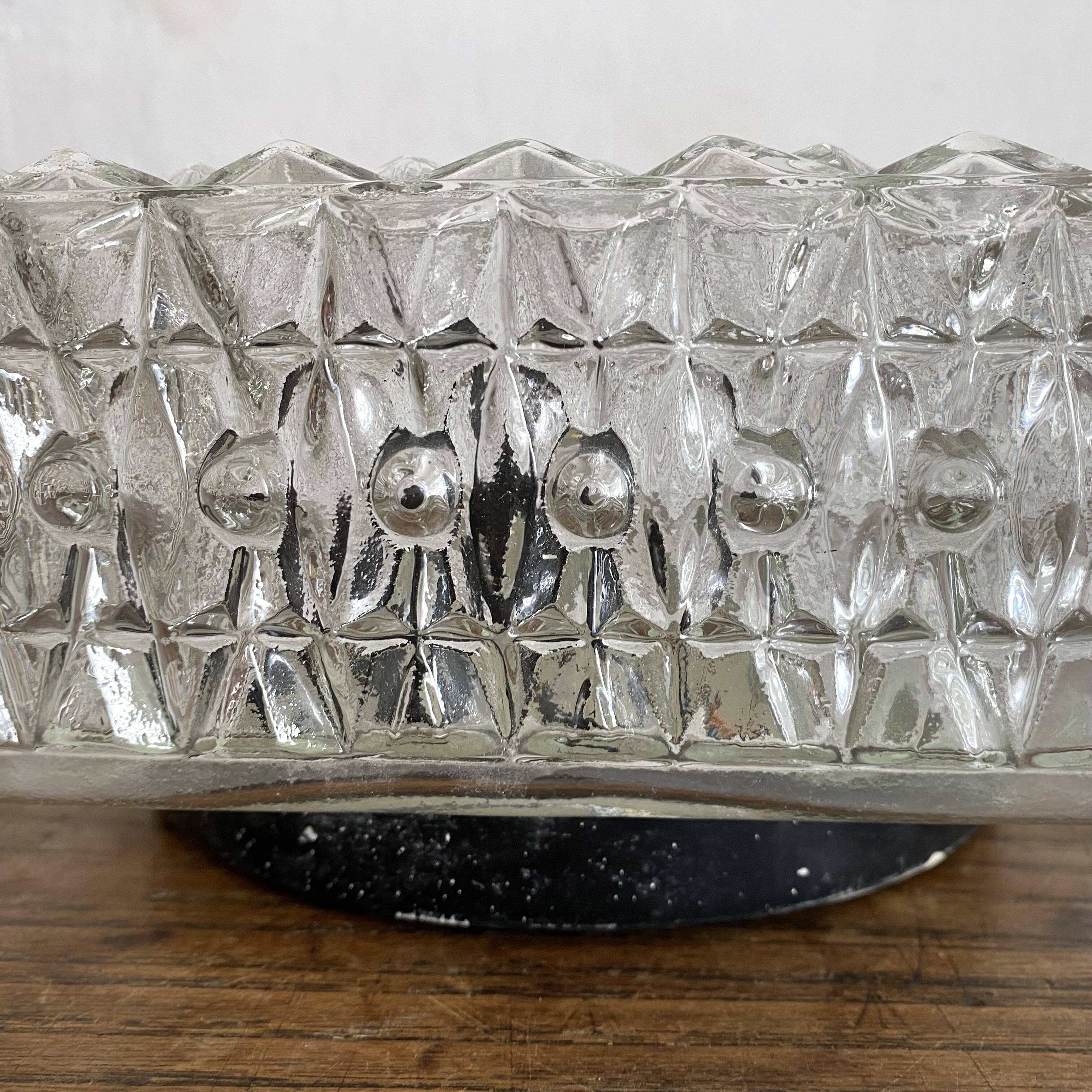 Vintage square molded glass ceiling light