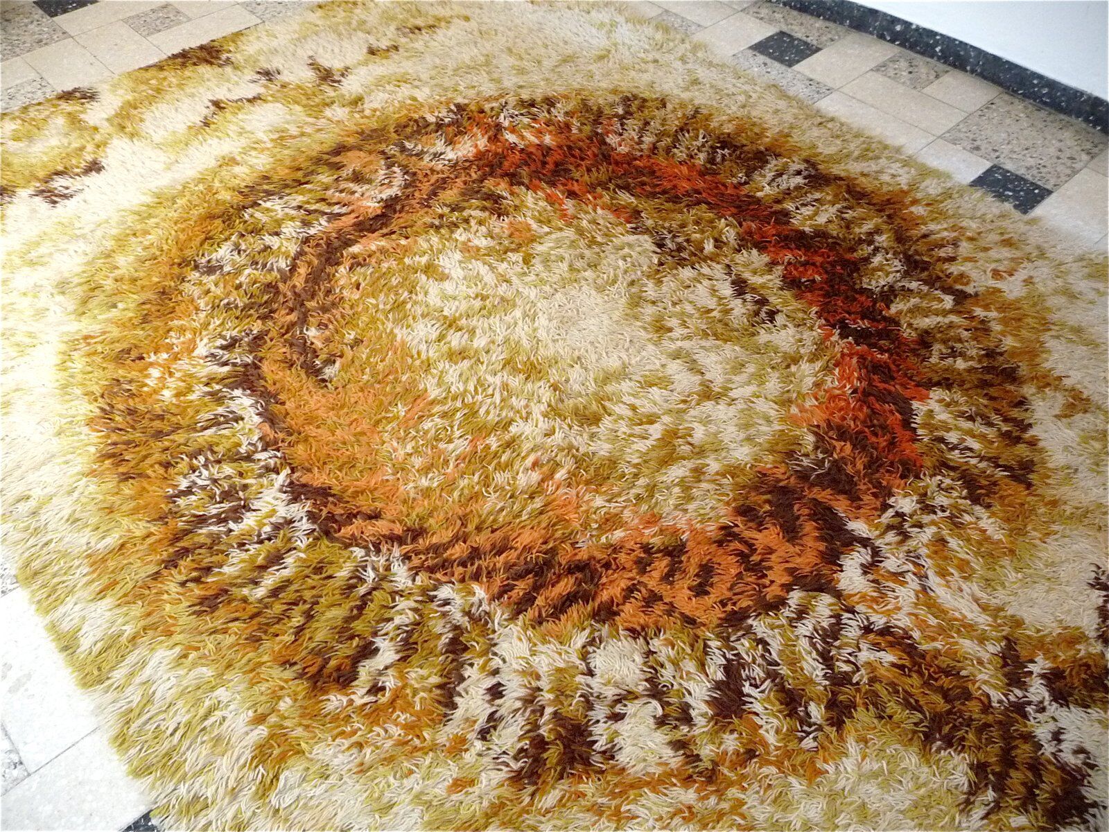 Abstract modernist OpArt wool rug from Ege Rya, Denmark 1960s