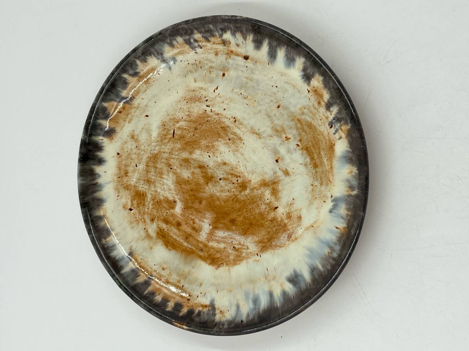 Red earthenware dessert plate