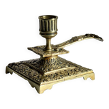 Bougeoir à main bronze massif à motifs