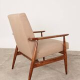 Scandinavian Lounge Chair Vege Leather Beige Classic Design Walnut Color Wo
