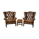 Ensemble de fauteuils Chesterfield avec repose-pieds