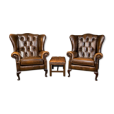 Ensemble de fauteuils Chesterfield avec repose-pieds