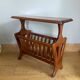 Vintage magazine rack with shelf, Solid cherry wood side table from the 1990s