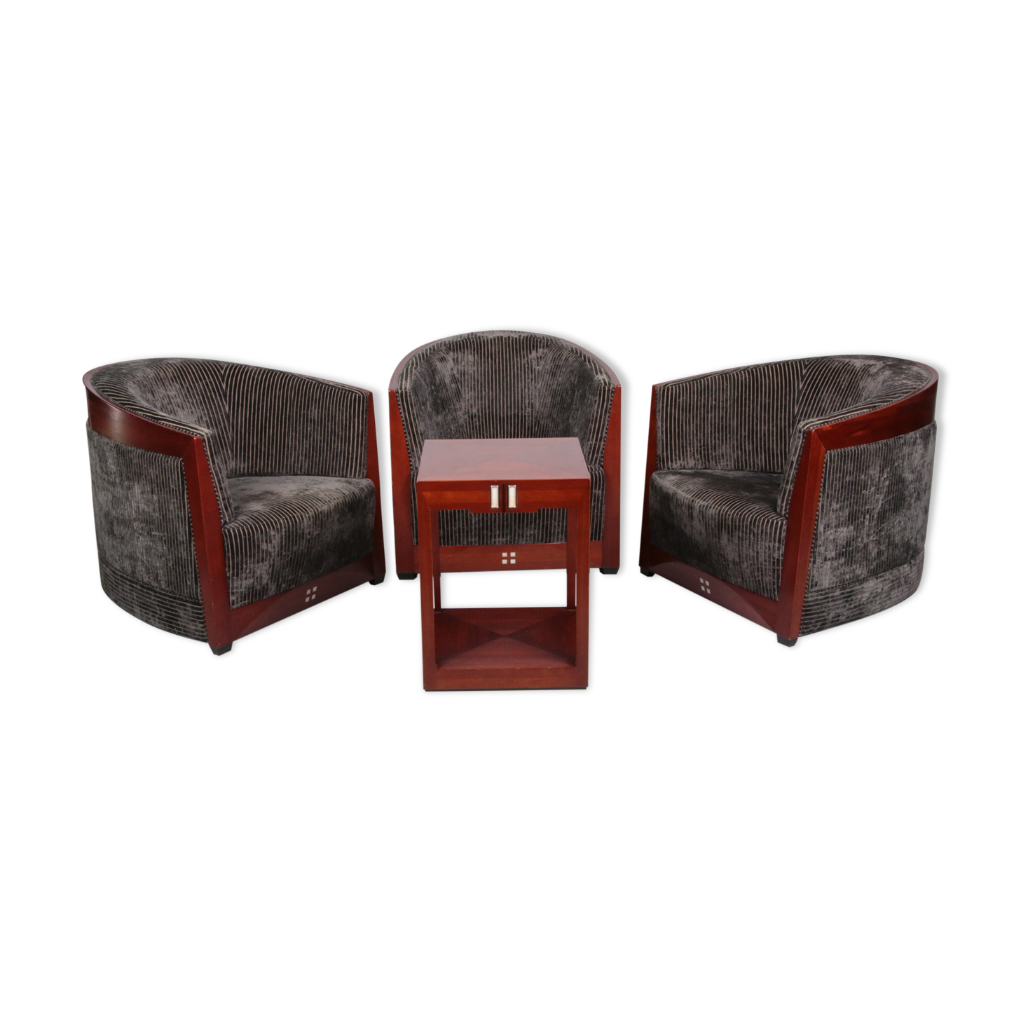 Art Deco Set of 3 Armchairs Frits Schuitema with table 1980s