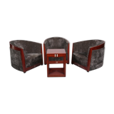 Art Deco Set of 3 Armchairs Frits Schuitema with table 1980s