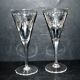 Lot de 2 verres à vin Roemer en cristal gravé guirlandes à la roue 1900