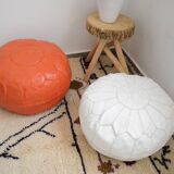 Moroccan leather pouf