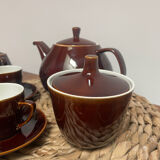 Villeroy & Boch vintage 60's complete coffee service in vitro enameled porcelain, glossy brown series