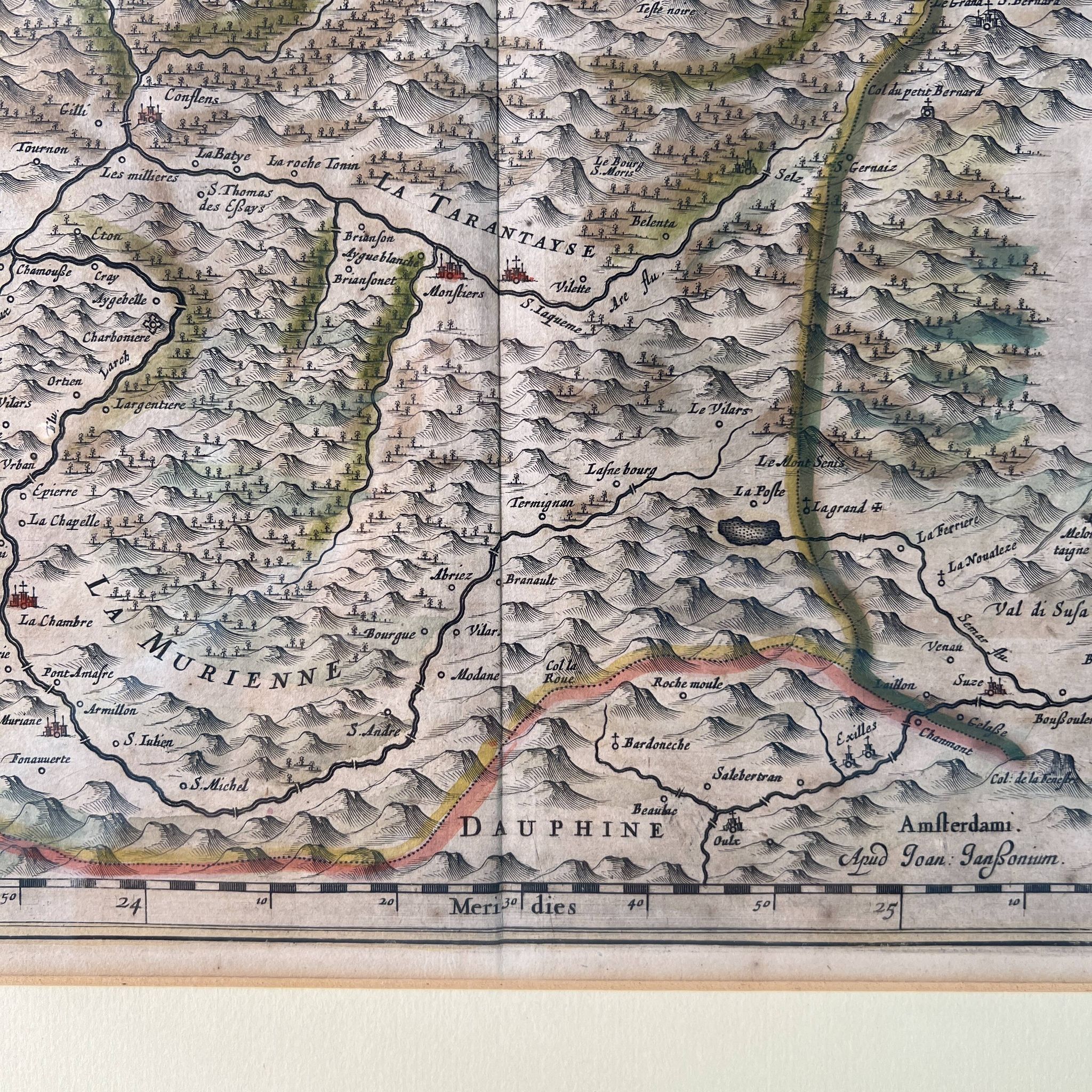 Geographical map of Savoie by Johannes Janssonius, engraving from the 17th century.